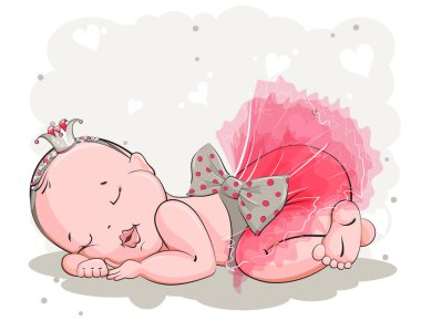 Uyuyan küçük Prenses pembe etek