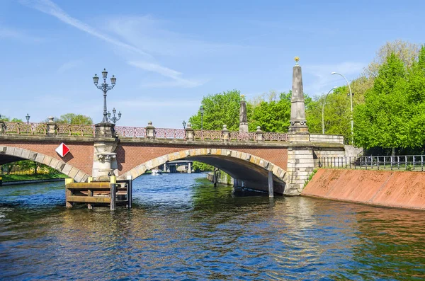 stock image  Luther Bridge (German: Lutherbruecke) with cast-iron candelabras and obelisks