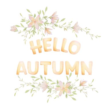 Kırsal çiçekler. Dallar. Merhaba Autumn. Önceden hazırlanmış kompozisyon. Beyaz arka plan. Yazdırma kalitesi.