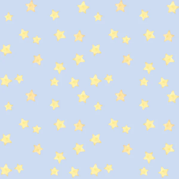 Padrão sem costura. Impressões infantis. Estrelas amarelas Aquarela. Fundo azul. Qualidade de impressão — Fotografia de Stock