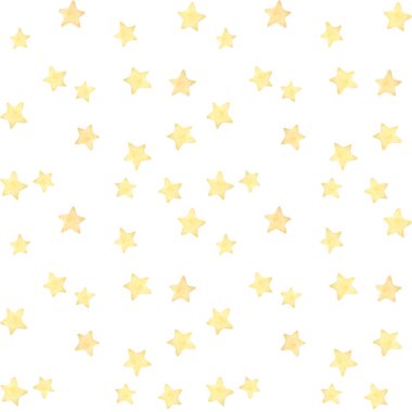 Kusursuz desen. Çocuk izleri. Sarı yıldızlar. Suluboya. Beyaz arka plan. Yazdırma kalitesi