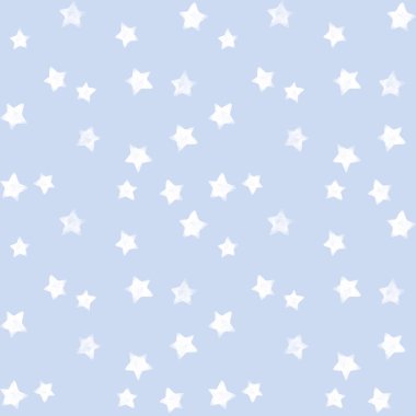 Kusursuz desen. Çocuk izleri. Beyaz yıldızlar. Suluboya. Mavi arka plan. Yazdırma kalitesi