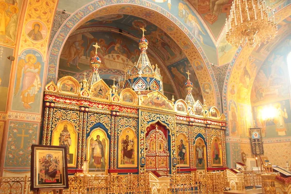 Krasnoyarsk Russia 2016 Illustrative Editorial Golden Decor Design Iconostasis Orthodox — Stock Photo, Image
