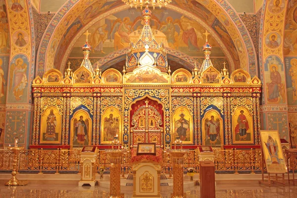 Krasnoyarsk Russia 2016 Illustrative Editorial General View Iconostasis Golden Decor — Stock Photo, Image