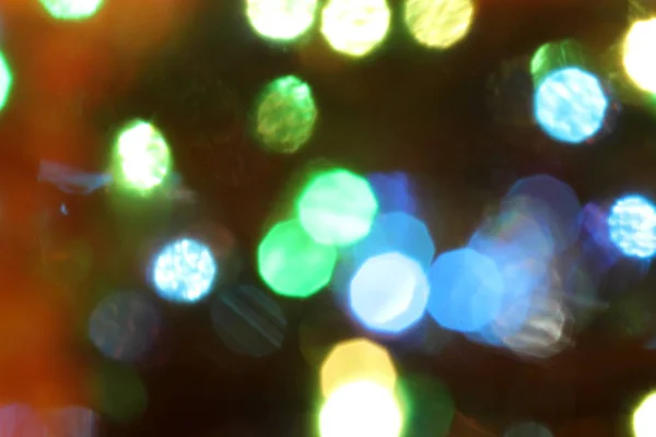 Fondo Borroso Las Luces Una Guirnalda Navidad Colores —  Fotos de Stock