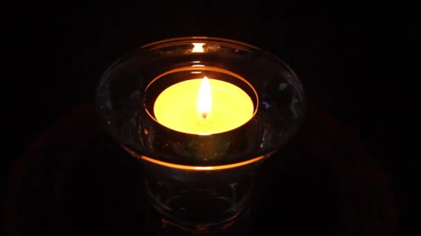 Candle Memory Honor Holiday Black Background Place Captions — Stock Video