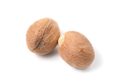 Beyaz arka planda iki hindistan cevizi..