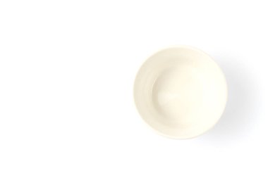 Flat lay, white ceramic dishes for sauce on a white background close-up, copy space, flat lay.
