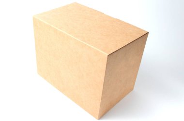 Cardboard box on a white background, isolate, copy space.