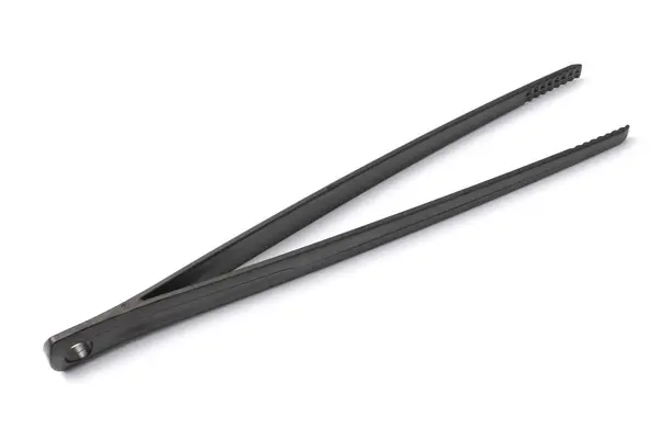 Culinary tweezers for the kitchen, black on a white background, isolate. — 图库照片