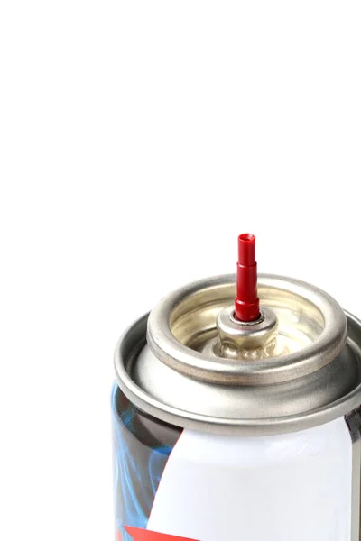 Spray can with gas on a white background, copy space, close-up — Stock Photo, Image