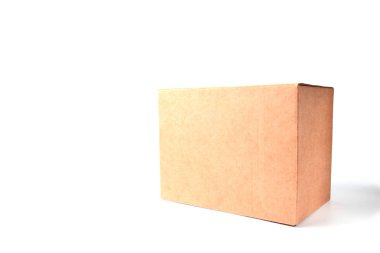 Cardboard box on a white background, isolate, copy space.