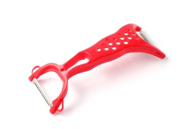 Beyaz arka planda sebze kesicisi, yakın plan, izole.