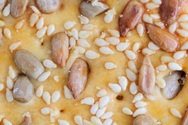 Desen, arka plan olarak ev yapımı kurabiyelerin yüzeyi, yakın plan, kopyalama alanı, düz alan.