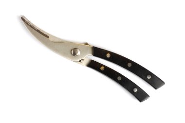 Mutfak makası beyaz arka planda yakın plan, üst görünüm, izole