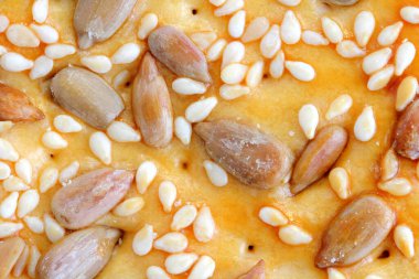 Desen, arka plan olarak ev yapımı kurabiyelerin yüzeyi, yakın çekim, üst görüş, düz yatış.