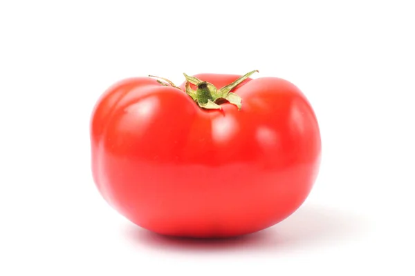Stor Röd Organisk Tomat Närbild Vit Bakgrund Isolat — Stockfoto