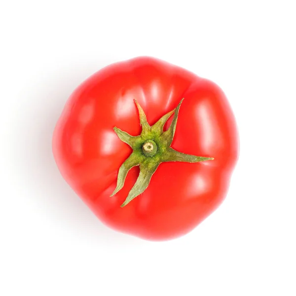 Μεγάλη Κόκκινη Βιολογική Ντομάτα Κοντινό Πλάνο Λευκό Φόντο Πάνω Όψη — Φωτογραφία Αρχείου