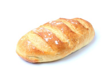 Ev yapımı beyaz ekmek ya da somun, yakın plan, beyaz arkaplan, kopyalama alanı, izole.