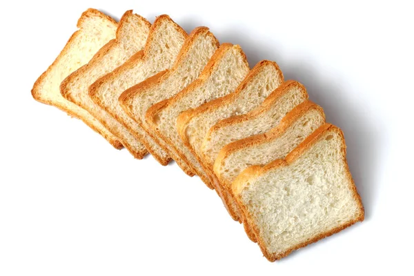 Нарезанный Хлеб Бутербродов Тостов Крупным Планом Белым Фоном Видом Сверху — стоковое фото