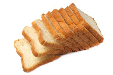 Sandviç ve tost için dilimlenmiş ekmek, yakın plan, beyaz arkaplan, kopyalama alanı, izole et.