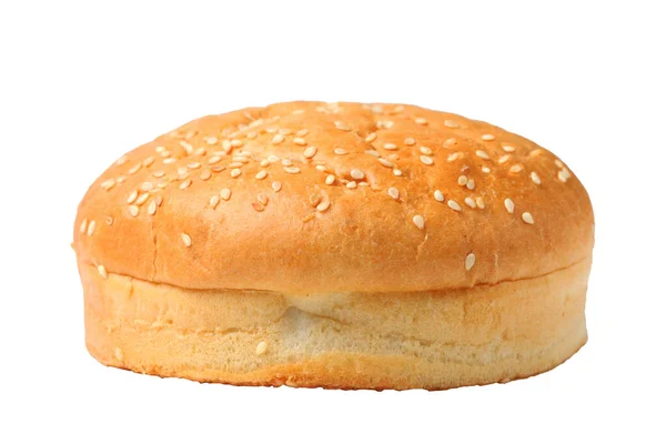 Кунжутная Булочка Гамбургера Чизбургера Крупным Планом Изолировать Белый Фон — стоковое фото