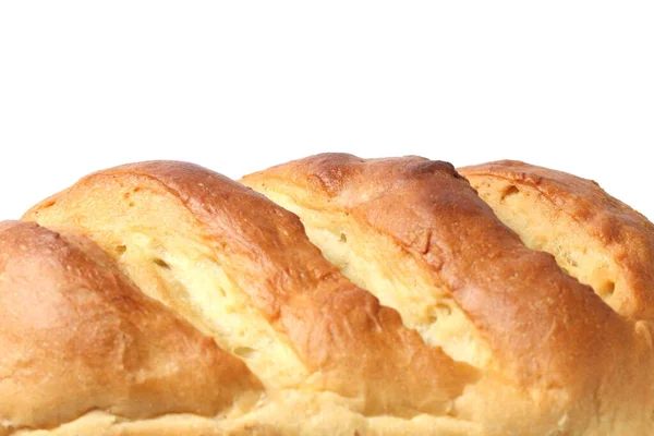 Ψητή Κρούστα Από Σπιτικό Ψωμί Καλαμποκιού Αρτοσκευάσματα Χρυσό Χρώμα Λευκό — Φωτογραφία Αρχείου
