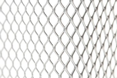 Dekoratif çelik ağ arka plan veya arkaplan olarak, yakın plan, beyaz arkaplan.