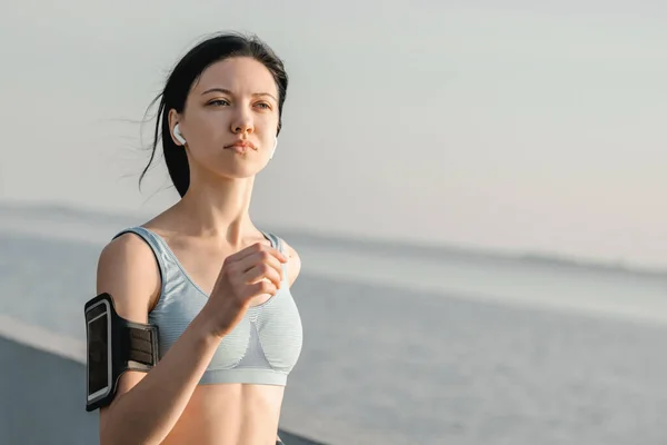 Primer Plano Fitness Mujer Corriendo Entrenamiento Aire Libre — Foto de Stock