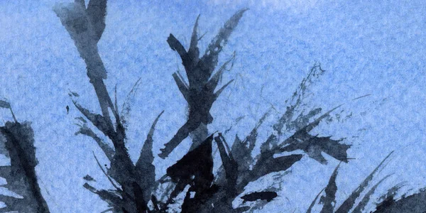 Пальмы Небо Лето Вечер Акварель — стоковое фото
