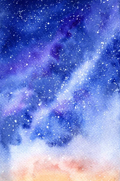 Weltraumsternhimmel Galaxie Bild Auf Papier Aquarell Hintergrund — Stockfoto