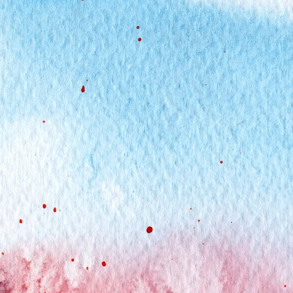 field with dandelions. watercolor background. summer. drops of splashes, water splashes. blue sky