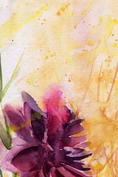 Květiny Záhonu Sluneční Svit Listí Akvarel Pozadí — Stock fotografie