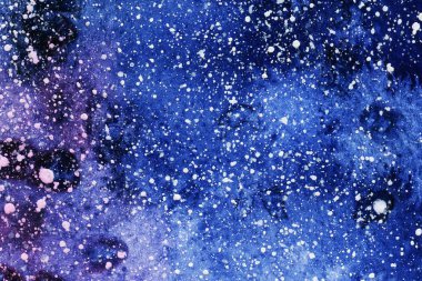 Gece manzarası. Uzay yıldızlı gökyüzü. Galaksi. Kağıt üzerinde resim. suluboya arkaplan