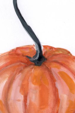 Balkabağım. Sonbahar arkaplanı. Cadılar Bayramı. suluboya