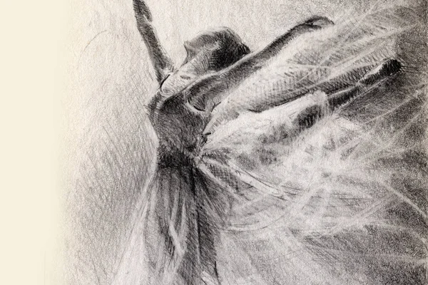 Ballerina Jump Sketch Graphic Arts Pencil Drawing — 스톡 사진