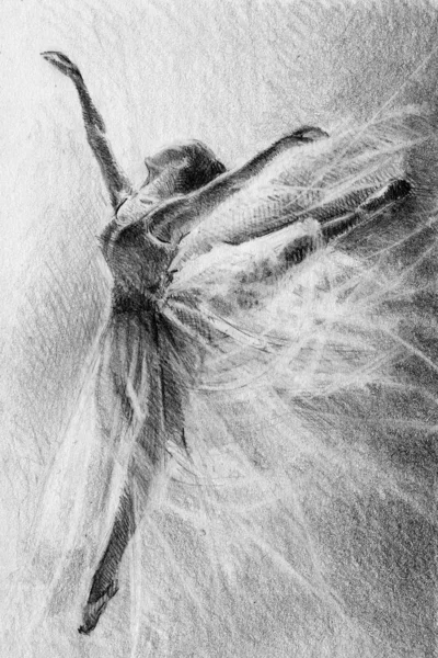 Ballerina Jump Sketch Graphic Arts Pencil Drawing — 스톡 사진