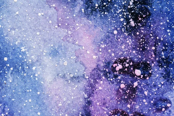 Nachtlandschaft Weltraumsternhimmel Galaxie Bild Auf Papier Aquarell Hintergrund — Stockfoto