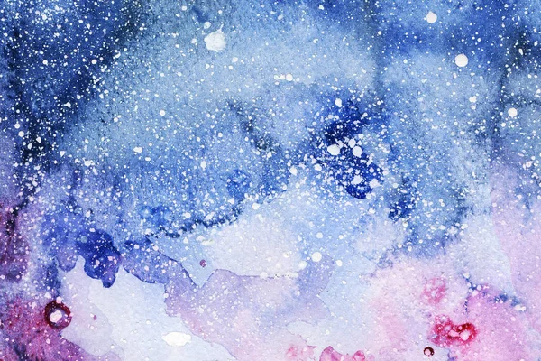 Night Landscape Space Starry Sky Galaxy Picture Paper Watercolor Background — 스톡 사진