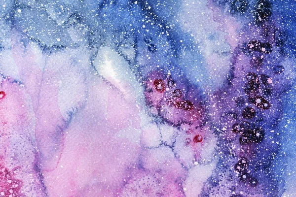 Nattlandskap Rymdstjärnhimlen Galax Bild Papper Akvarell Bakgrund — Stockfoto