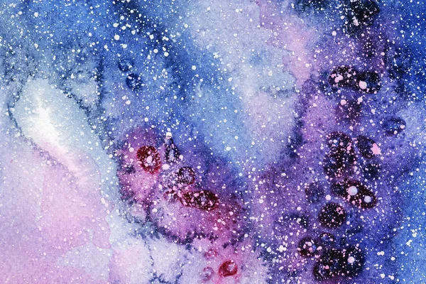 Nattlandskap Rymdstjärnhimlen Galax Bild Papper Akvarell Bakgrund — Stockfoto