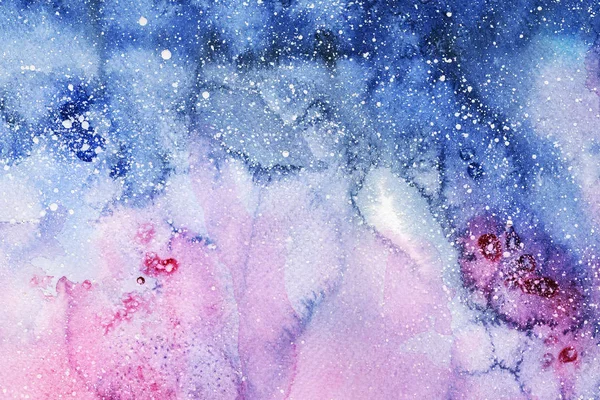 Night Landscape Space Starry Sky Galaxy Picture Paper Watercolor Background — 스톡 사진