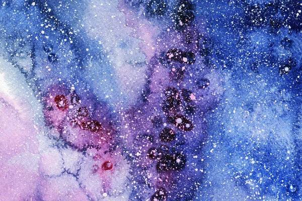 Night Landscape Space Starry Sky Galaxy Picture Paper Watercolor Background — 스톡 사진