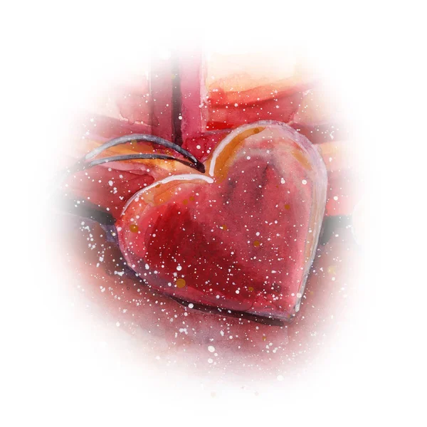Harthanger Sleutelhanger Valentijnsdag Liefde Geliefden Aquarel — Stockfoto