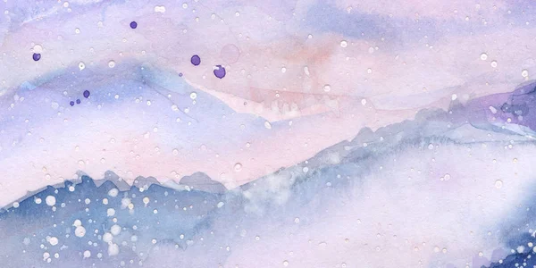 Les Mlze Kopců Modrá Obloha Akvarel Sníh Zima — Stock fotografie