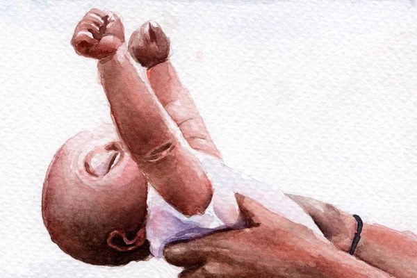 Bebé Nas Mãos Aguarela Fotos De Bancos De Imagens Sem Royalties