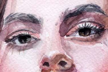 portrait of a girl in watercolor face