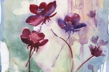 Çiçekler. Yaz mevsimi. Geçmişi. Suluboya. saplar.