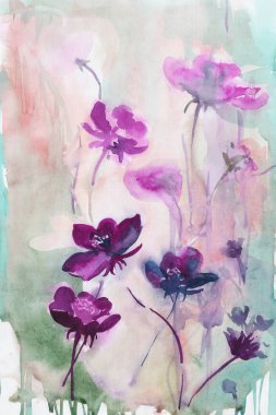 Çiçekler. Yaz mevsimi. Geçmişi. Suluboya. saplar.