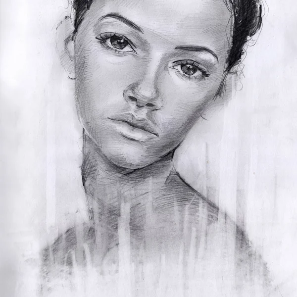 portrait of a girl in pencil. sketch